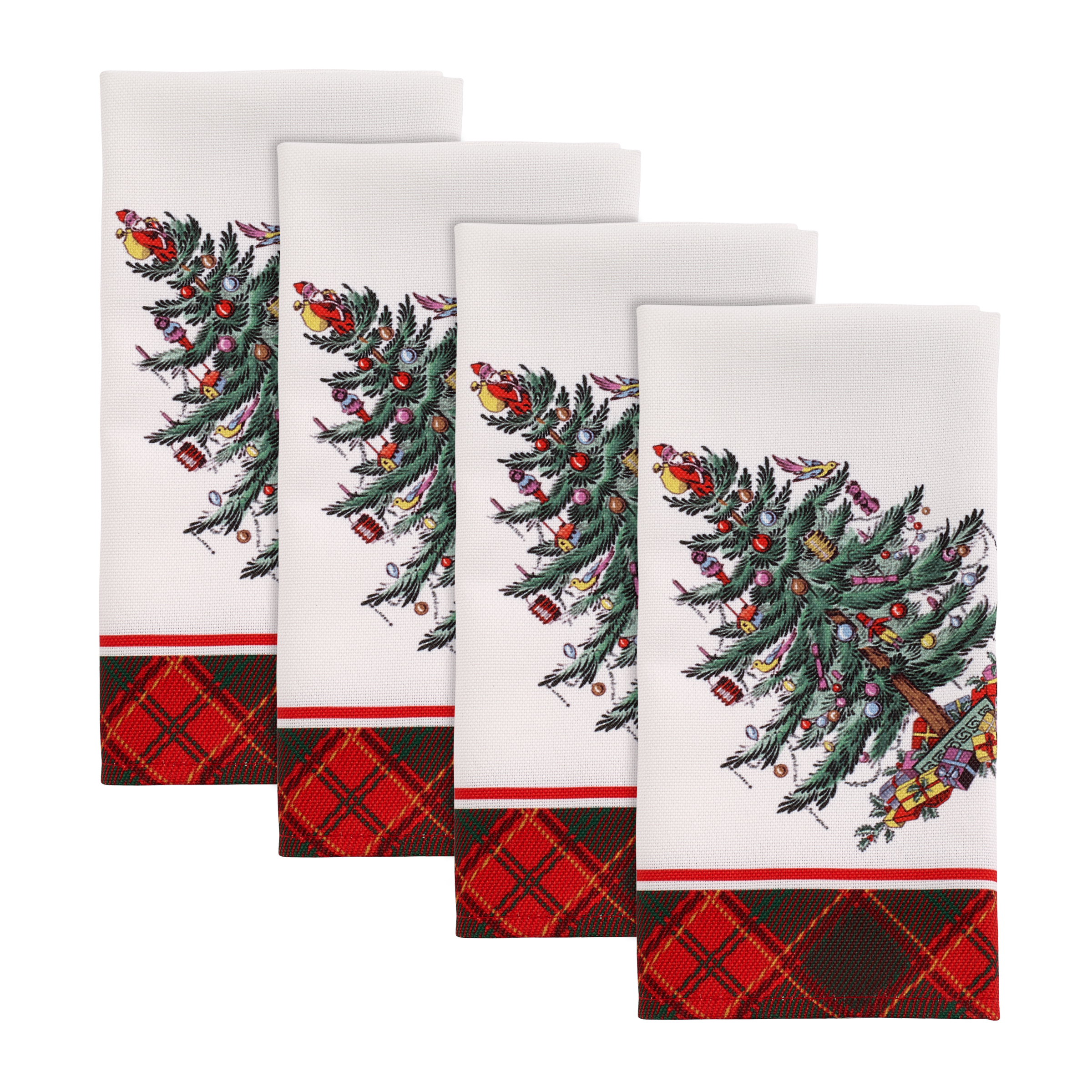 Christmas Tree Tartan Set of 4 Napkins image number null